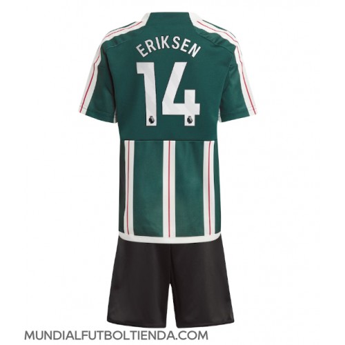 Camiseta Manchester United Christian Eriksen #14 Segunda Equipación Replica 2023-24 para niños mangas cortas (+ Pantalones cortos)